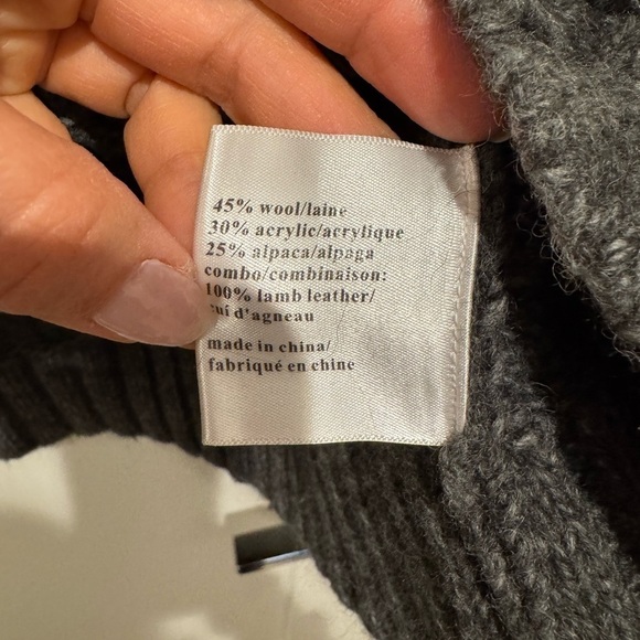 Pam & Gela Elbow Patch Cropped Knit Sweatert Petite P gray. D - Picture 6 of 9